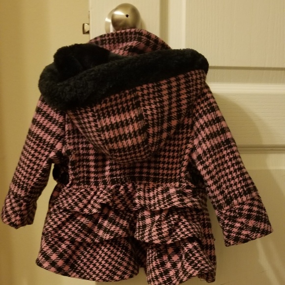 WARM Pink and Black Toddler Coat!  MINT CONDITION - Picture 2 of 3